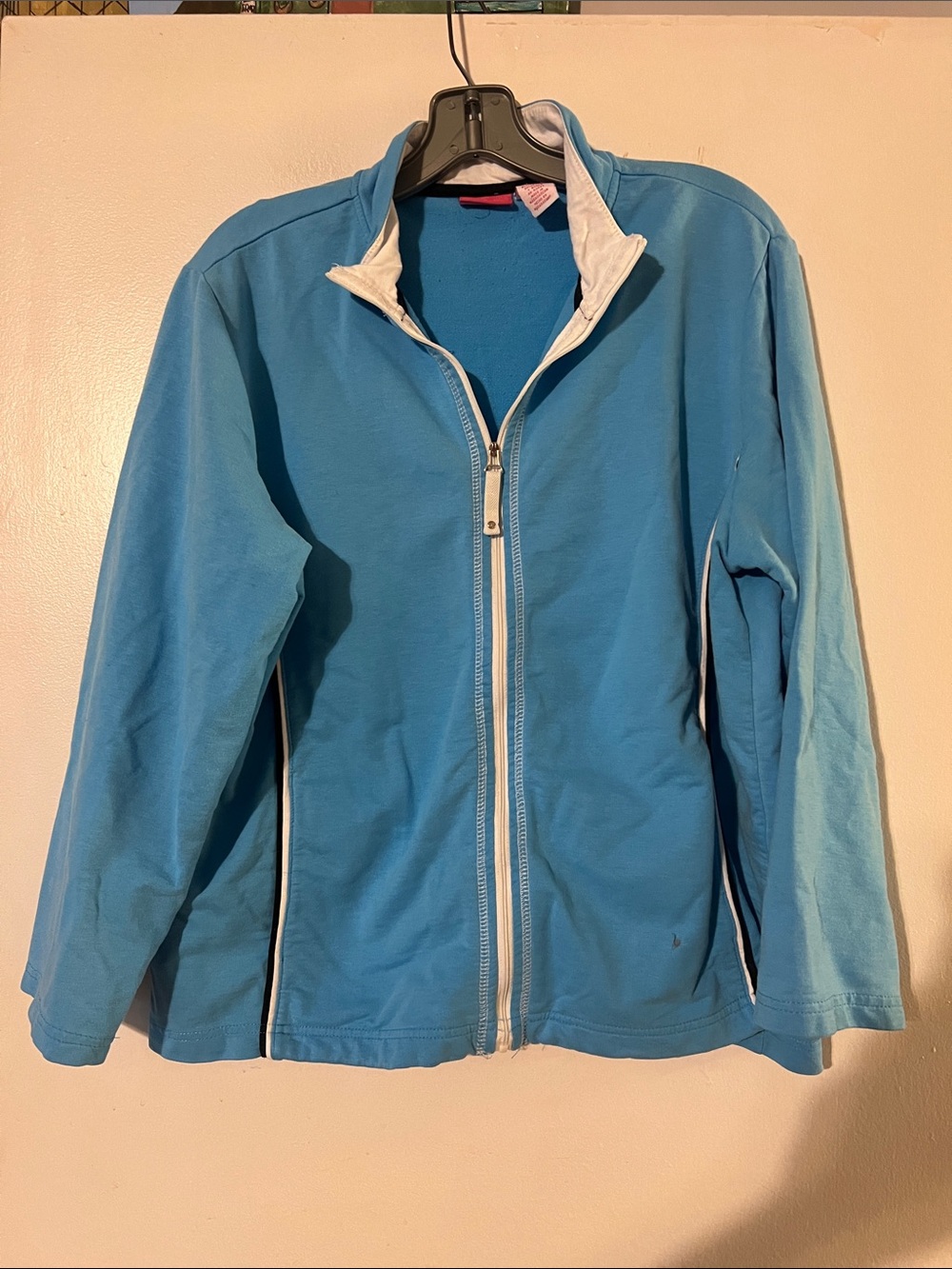 Pappagallo blue zip front lightweight spring jacket  front pockets.